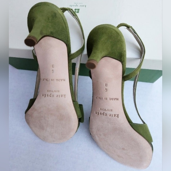 Kate Spade open toe heels (Moss Green /6M) Suade, Made in Italy, gently used - Picture 7 of 14